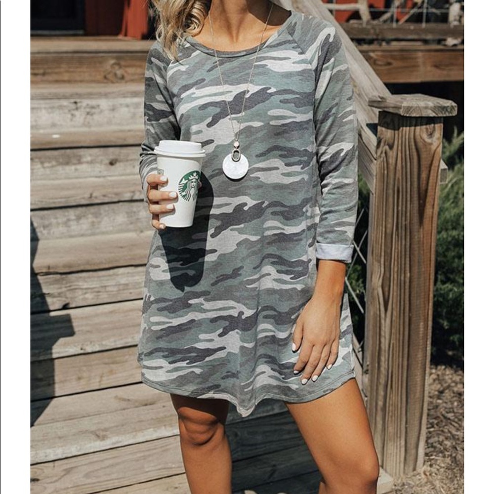 Camo T shirt dress